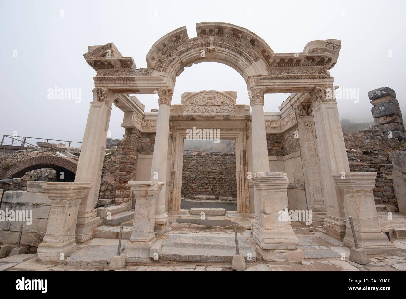 Temple Of Hadrian in Ephesus, Selcuk Izmir, Turkey. The ancient city of Efes. The UNESCO World Heritage site with ancient Roman buildings Stock Photo