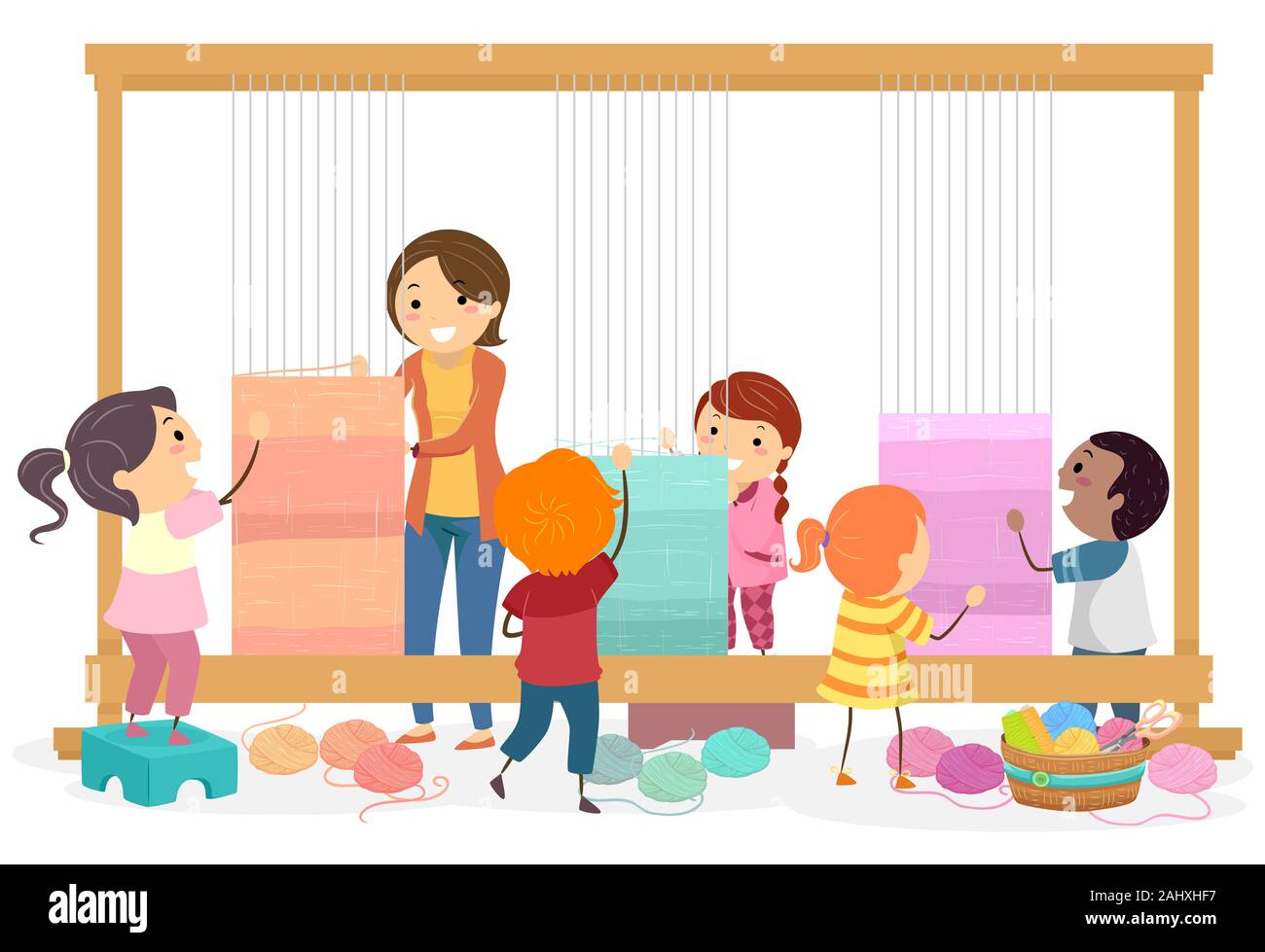 Boy weaving loom Cut Out Stock Images & Pictures Alamy