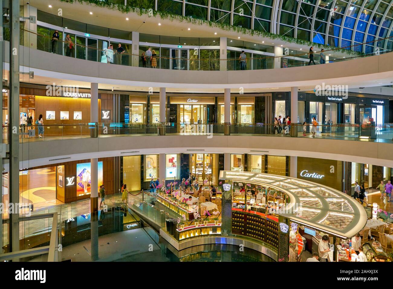 SINGAPORE - CIRCA APRIL, 2019: interior shot of the Shoppes at Marina Bay Sands. Stock Photo