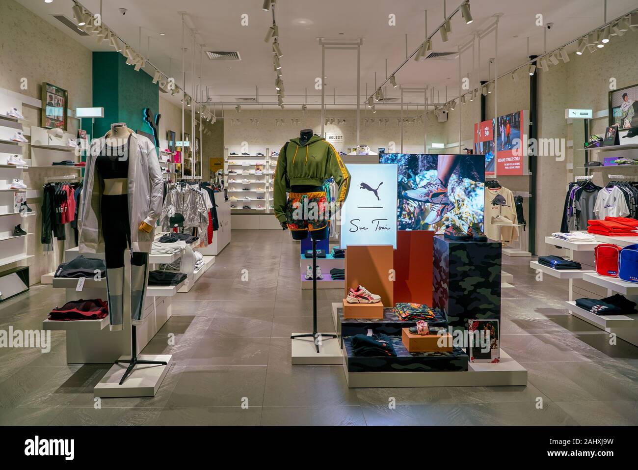 SINGAPORE - CIRCA APRIL, 2019: clothes and footwear on display at Puma  Select store in the Shoppes at Marina Bay Sands Stock Photo - Alamy