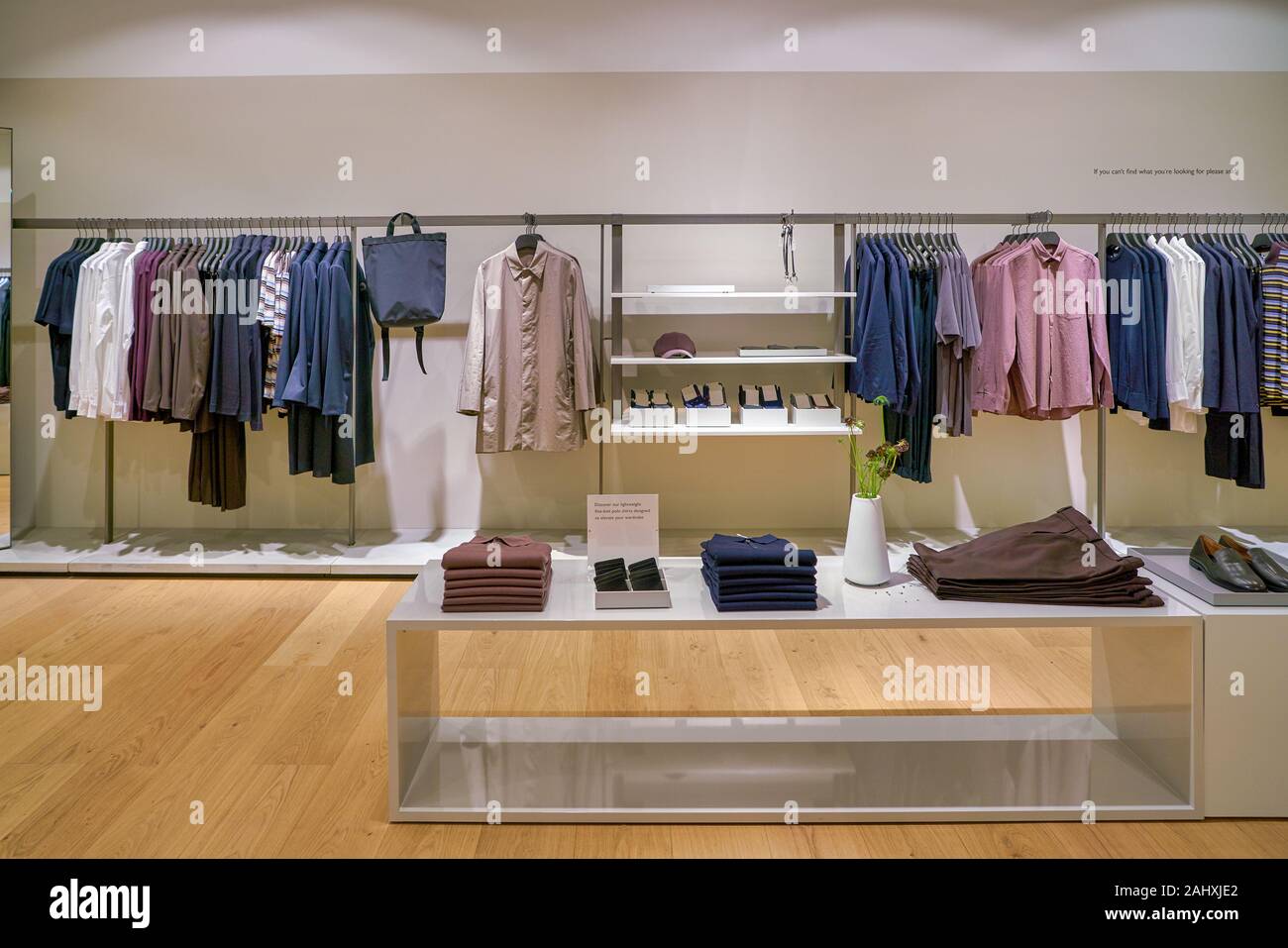 SINGAPORE - CIRCA APRIL, 2019: clothes on display at COS store in the ...
