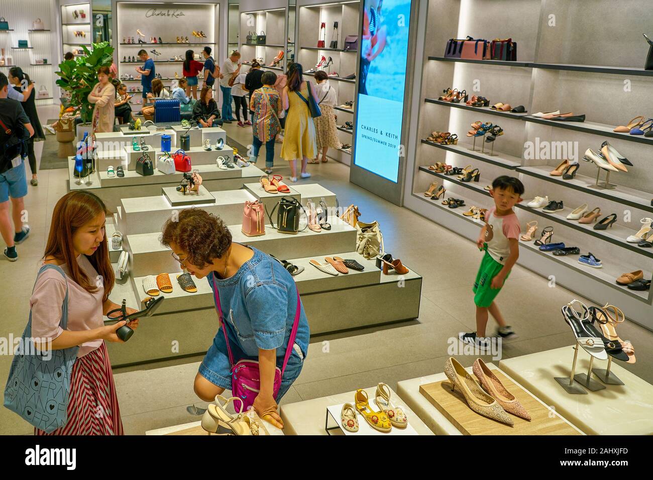 SINGAPORE - CIRCA APRIL, 2019: goods on display at Charles & Keith store in  The Shoppes at Marina Bay Sands. CHARLES & KEITH is a Singaporean fast-fas  Stock Photo - Alamy