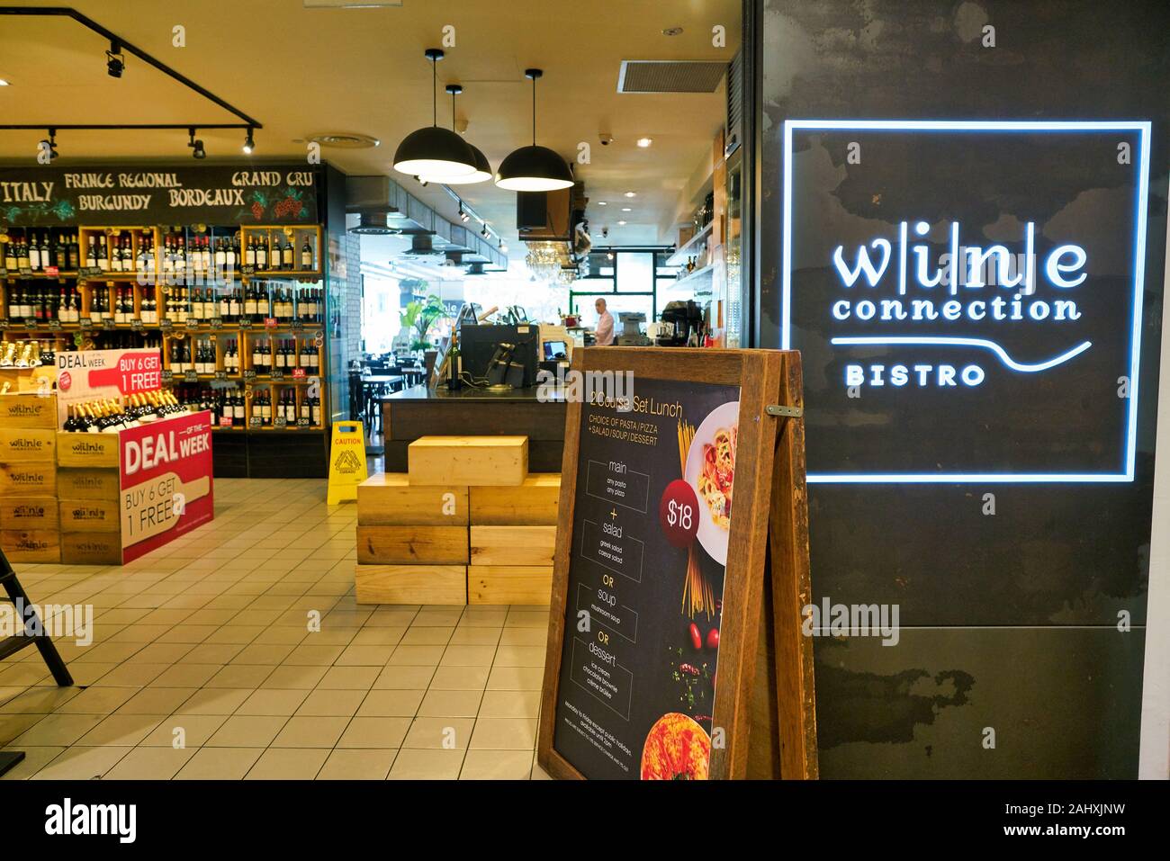 SINGAPORE CIRCA APRIL, 2019 entrance to Wine Connection Bistro in Singapore. Wine Connection