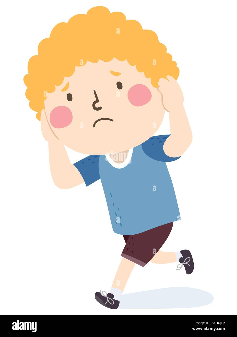 picture Little Boy Running Scared https www alamy com illustration of a scared kid boy running away and covering his ears image338031703 html