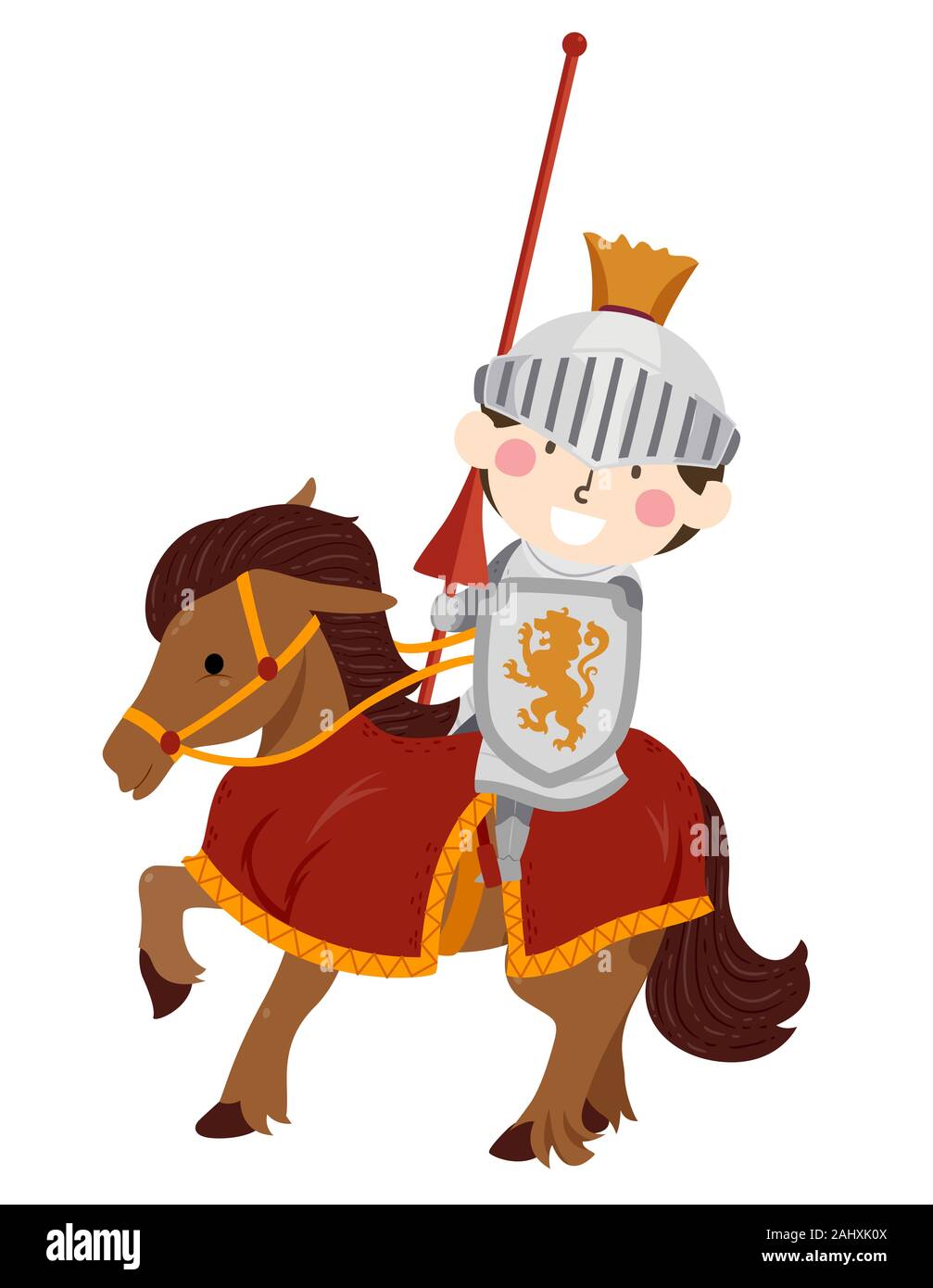 Knight riding horse sword cartoon hi-res stock photography and images -  Alamy