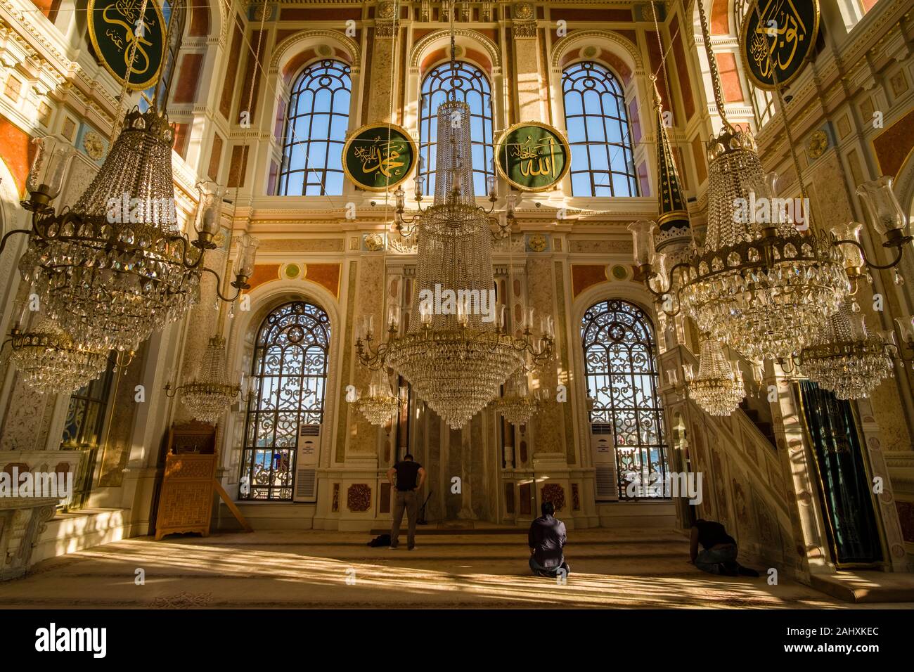 Interior design of Ortaköy Mosque, Ortaköy Camii, located at Bosporus, the  continental boundary between Europe and Asia Stock Photo - Alamy