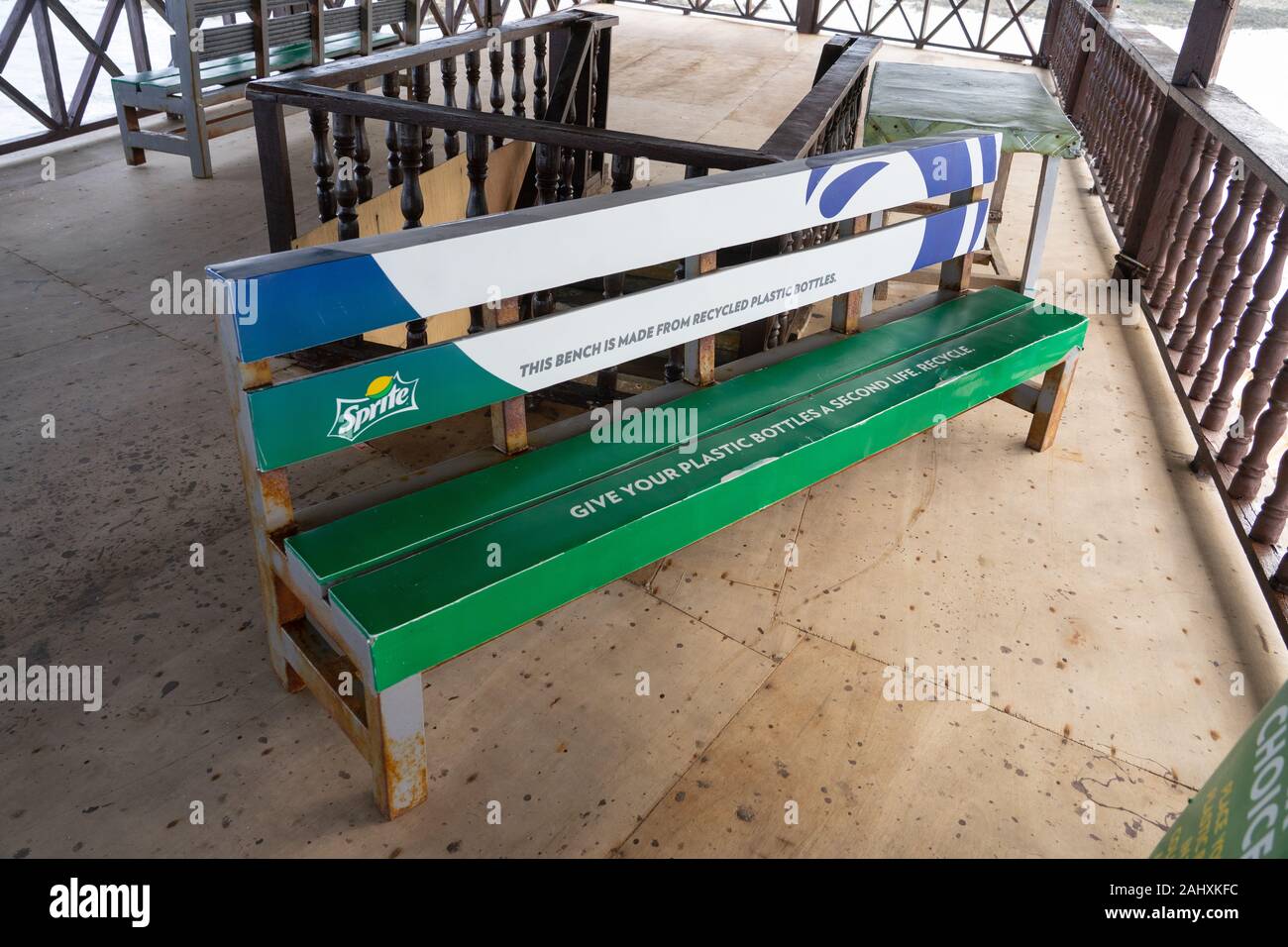 A Bench Made Out Of Recycled Plastic Bottles In Siargao