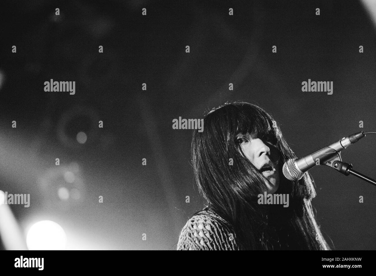 Copenhagen, Denmark. 22nd, February 2019. The Japanese noise rock abdn Bo Ningen performs a live concert at Pumpehuset as part of Journey Fest 2019 in Copenhagen. Here bass player and vocalist Taigen Kawabe is seen live on stage. (Photo credit: Gonzales Photo - Mathias Kristensen). Stock Photo