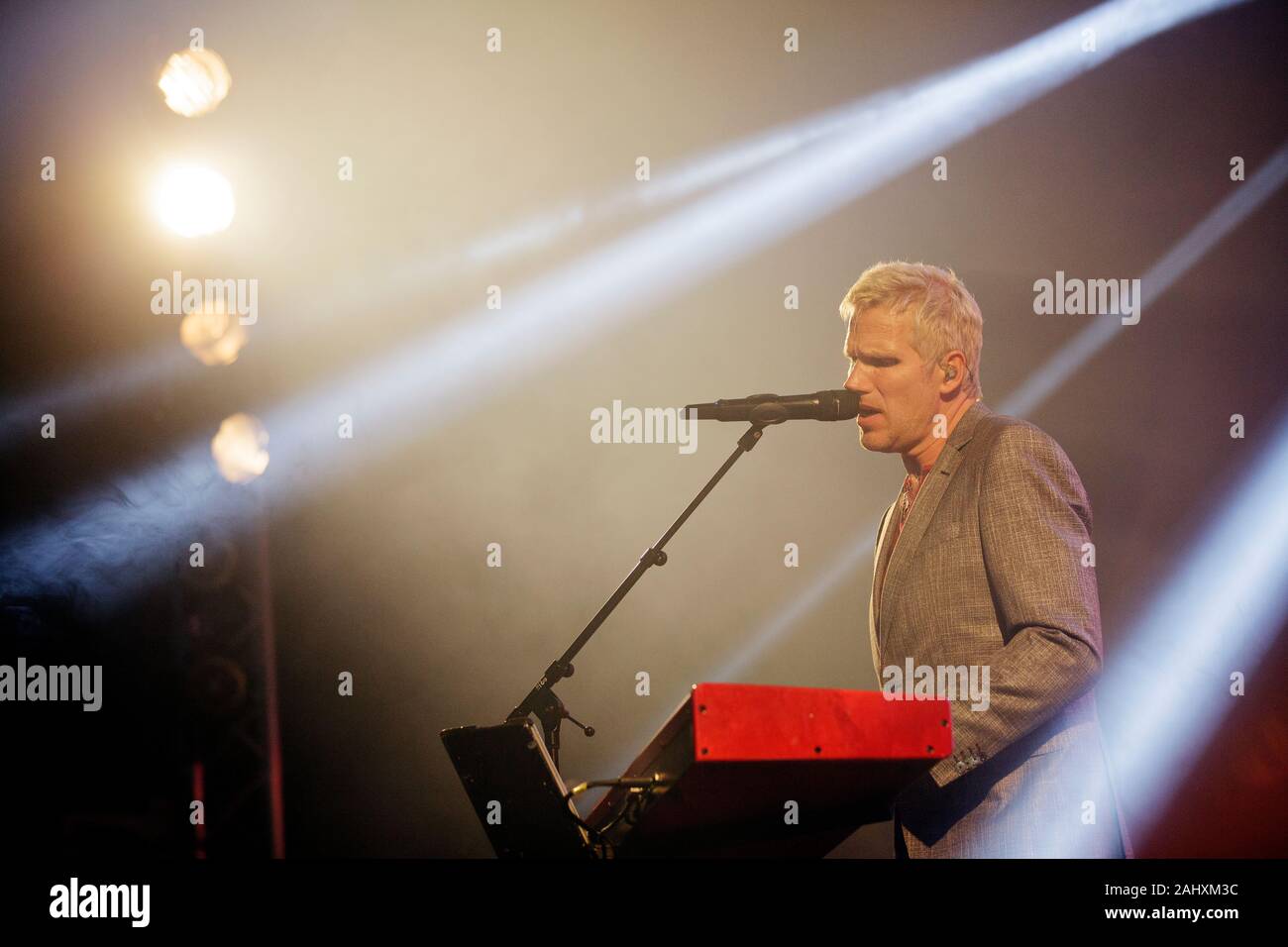 Vig, Denmark. 11th, July 2019. The Danish band Michael Learns to Rock performs a live concert during the Danish music festival Vig Festival 2019. Here singer and musician Jascha Richter is seen live on stage. (Photo credit: Gonzales Photo - Martin Faelt). Stock Photo