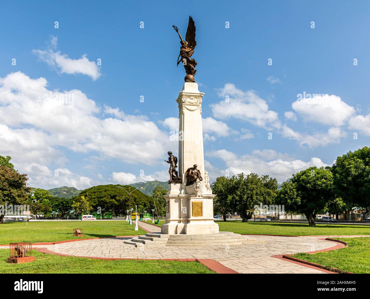 Monument to the Brave in the Memorial Park, Queens Park Savannah, the downtown of Port of Spain, capital of Trinidad and Tobago, Caribbean. To the vet Stock Photo