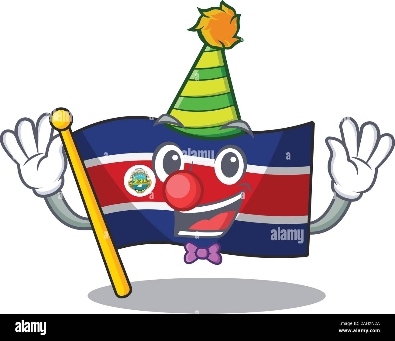 Cute and Funny Clown flag costa rica Scroll cartoon character mascot ...