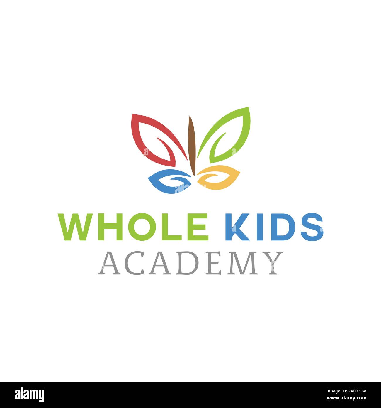 Whole Kids Academy logo design, colorful logo inspiration Stock Vector