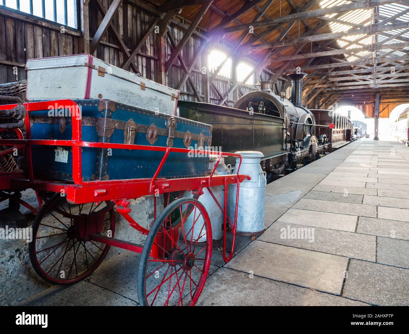 Luggage Cart, at Historic Railway Centre, Didcot Railway Centre, Didcot, Oxfordshire, England, UK, GB. Stock Photo