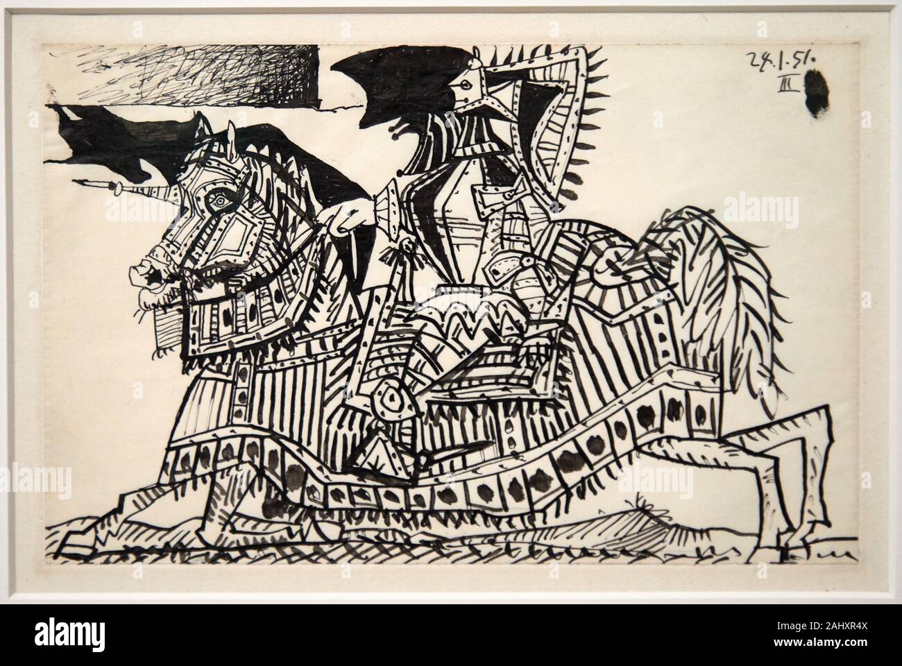 '''Cheval caparaçonné et chevalier en armure'', 1951, Pablo Picasso, 1881-1973, Musée de l’Armée, Paris, France Stock Photo