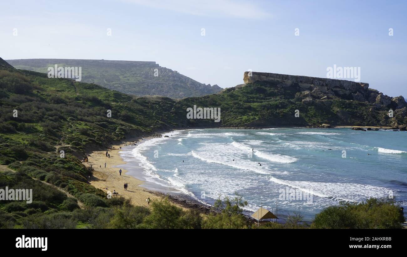 Riviera beach and Golden Bay Malta Stock Photo - Alamy