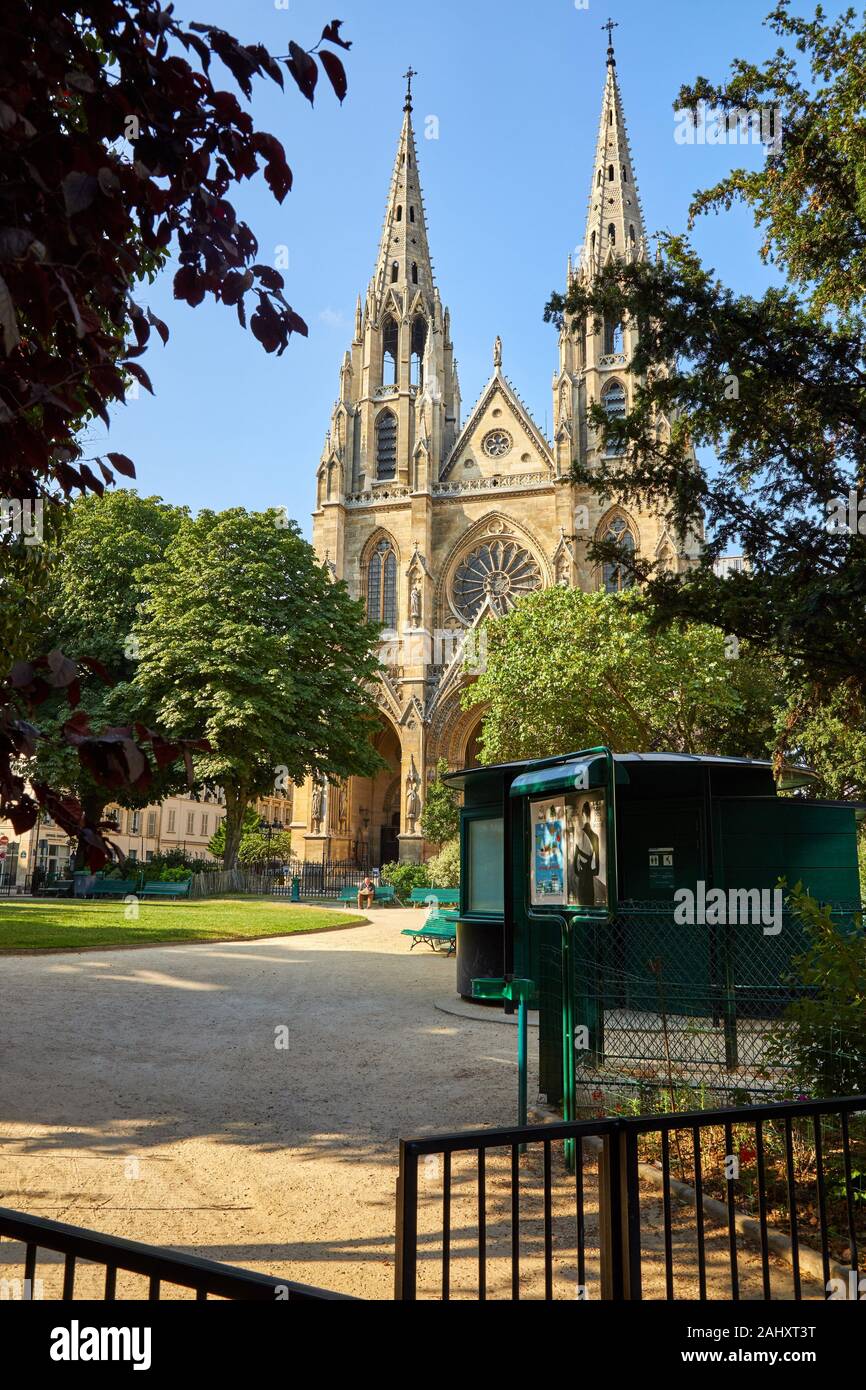 Basilique SainteClotilde, Square Samuel Rousseau, Paris, France Stock