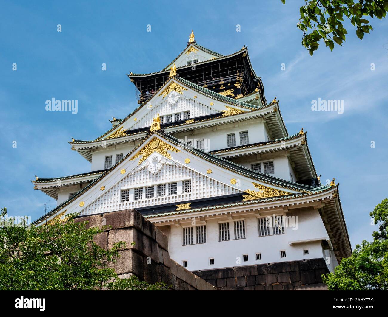 Exterior view of the japanese castle in ChŠ«Š. -ku, Osaka, Japan. Stock Photo