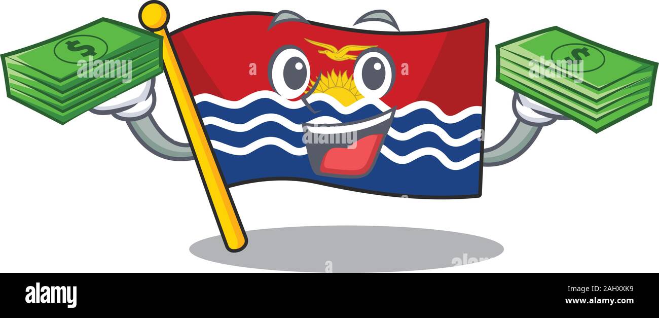 A Picture of funny Fishing flag kiribati Scroll design Stock