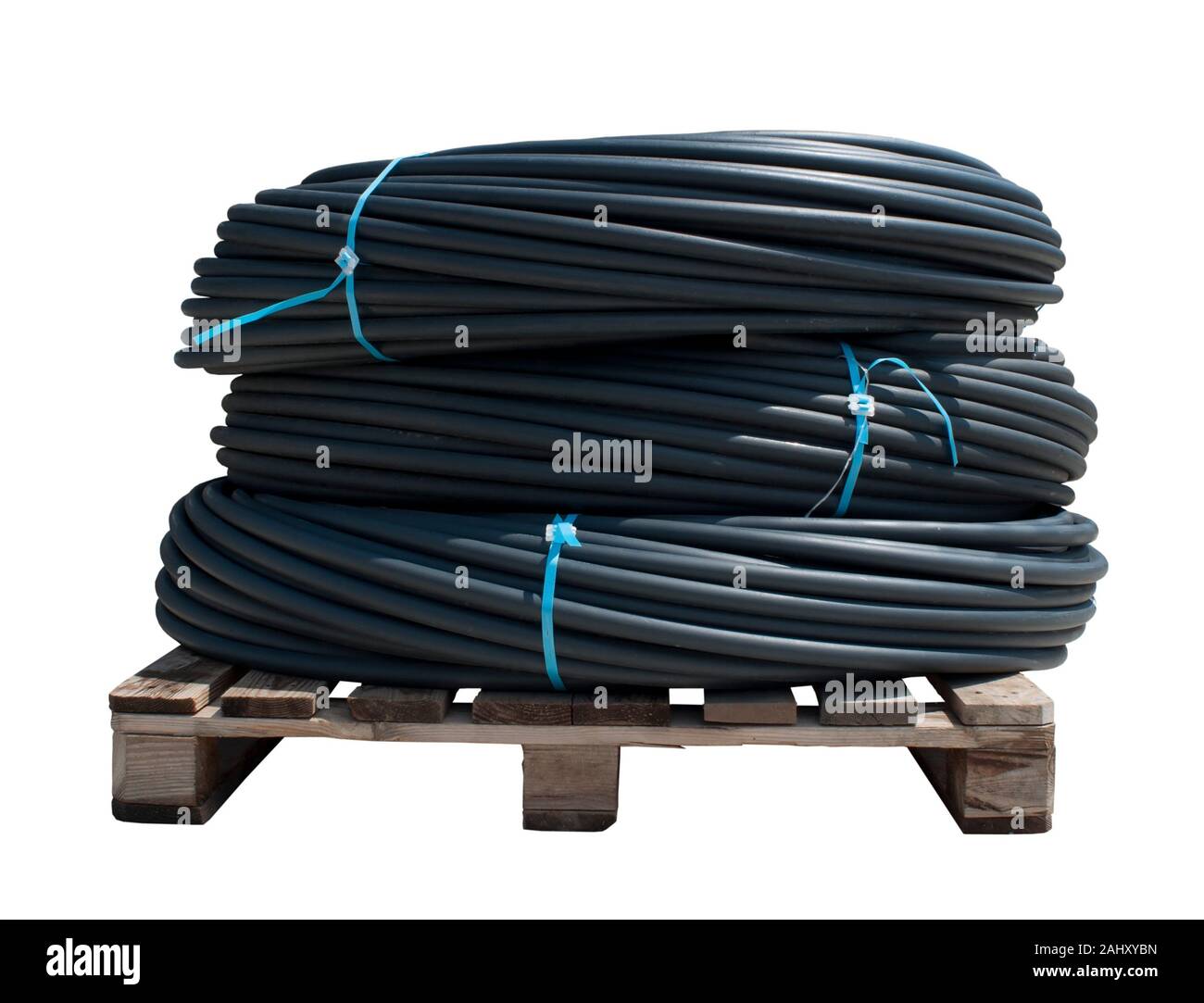 Coiled black PVC hoses. Polyethylene tubing Stock Photo Alamy
