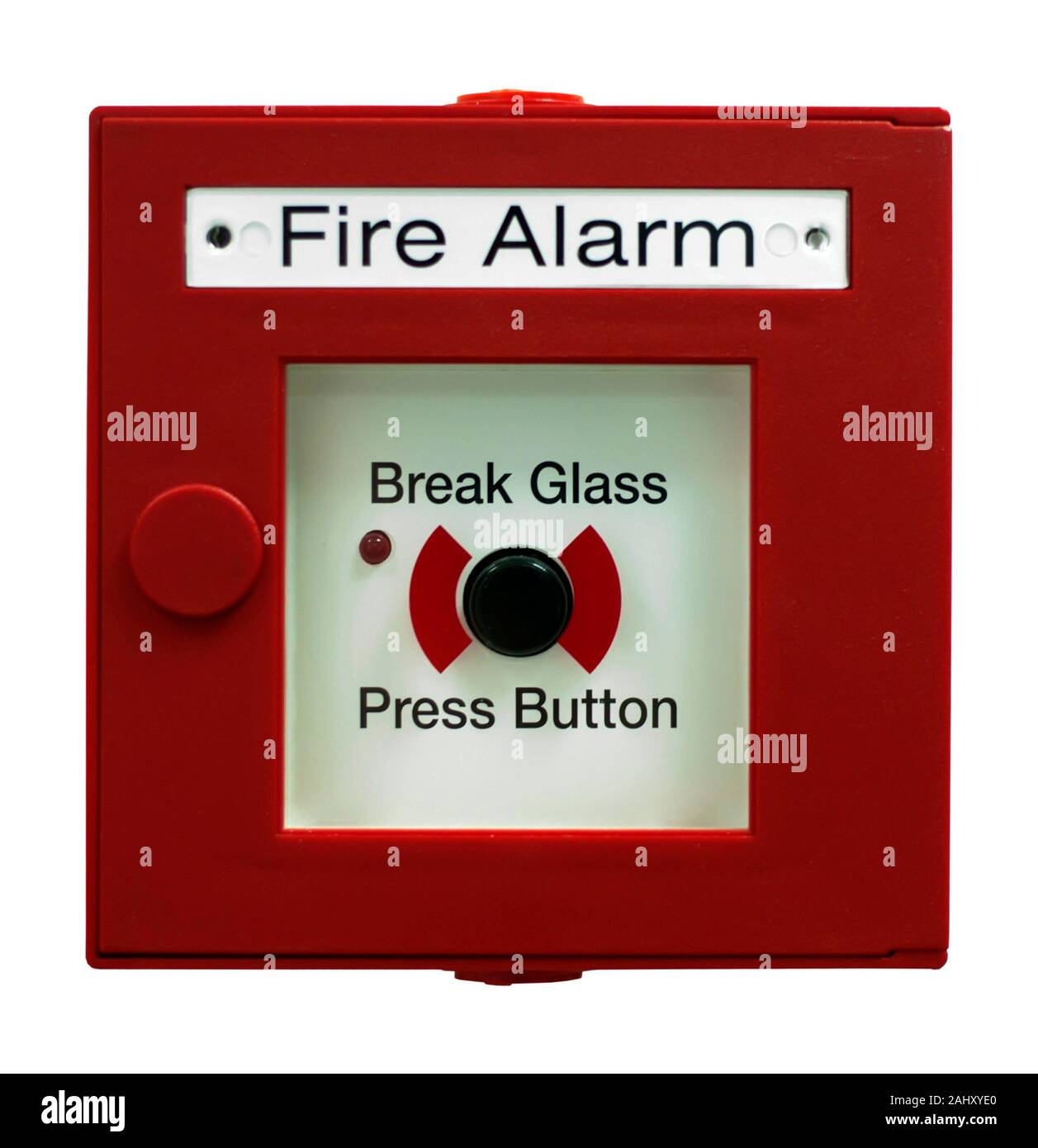 Fire alarm button. White isolated Stock Photo Alamy
