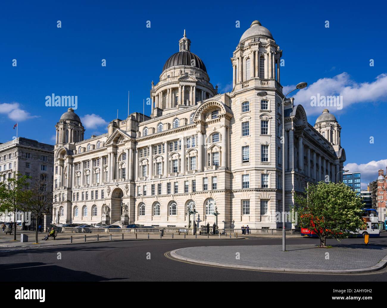 The Port of Liverpool Building (1907) is one of the Three Graces on Pier Head, Liverpool, England, UK. Stock Photo