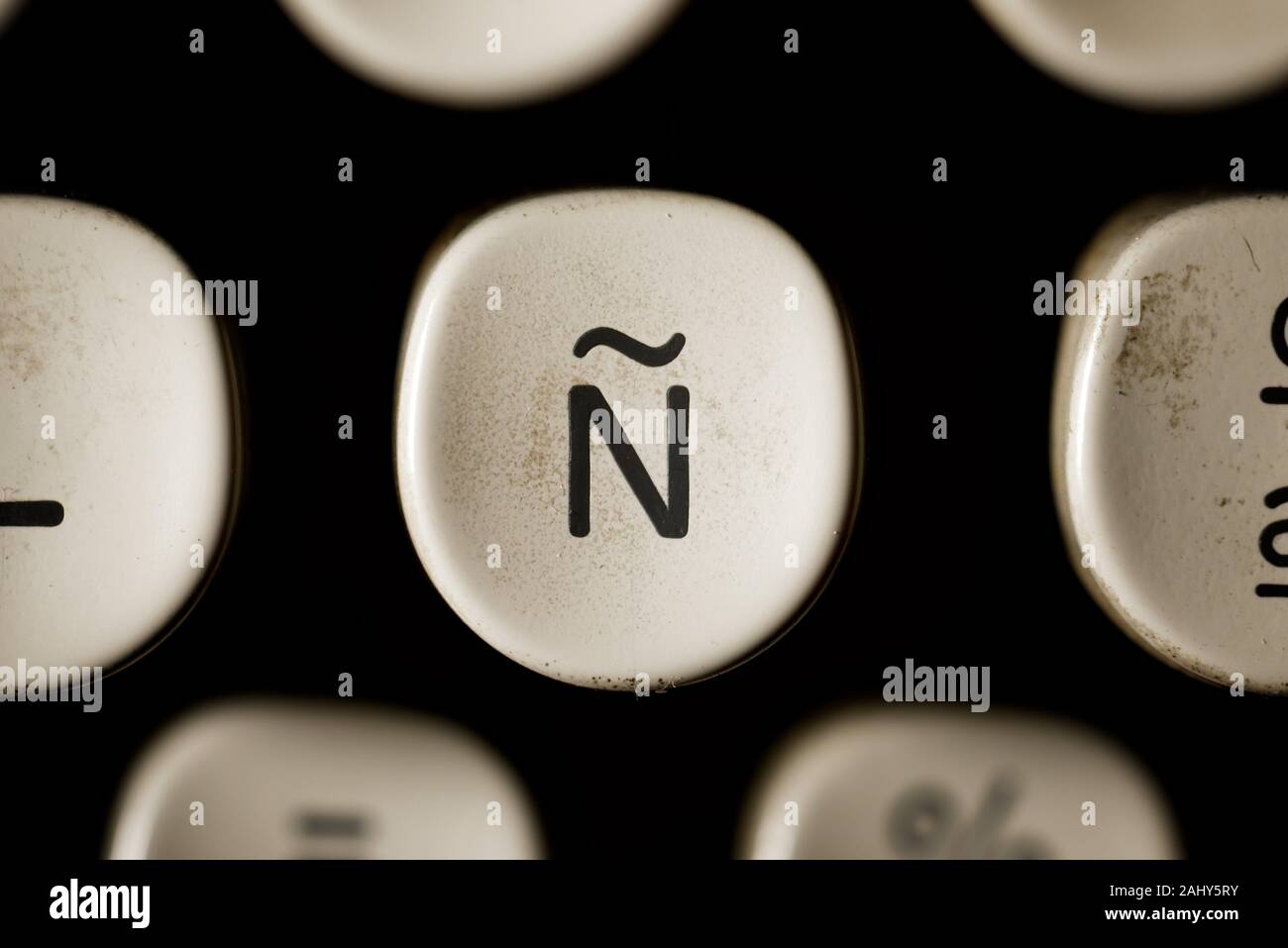 Spanish letter of the keyboard of an old typewriter Stock Photo Alamy