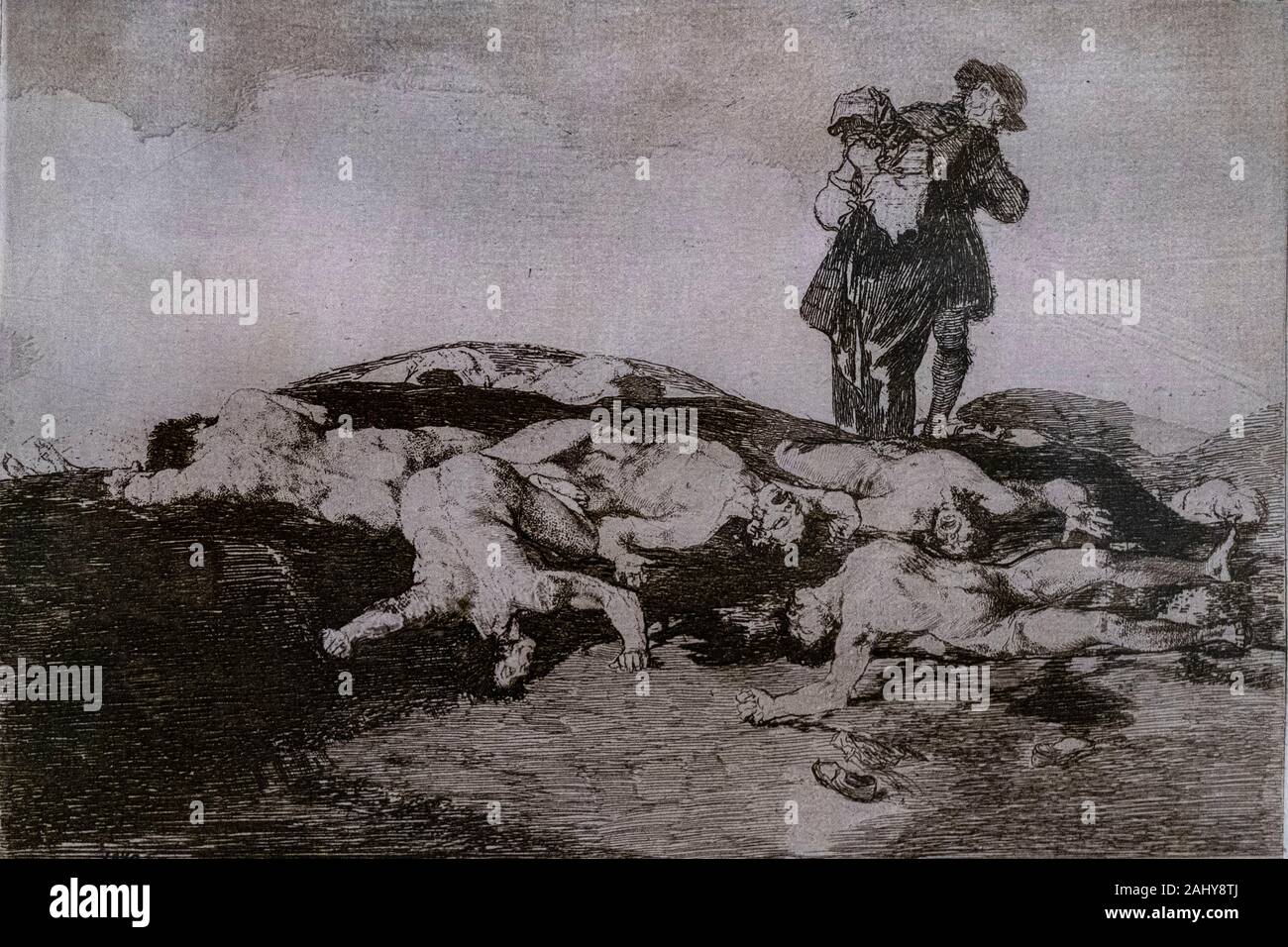 Los desastres de la guerra, n. º 18: Enterrar y callar, 1810 -1814, Francisco de Goya, primera impresión de 1863, realizada por la Real Academia de Stock Photo