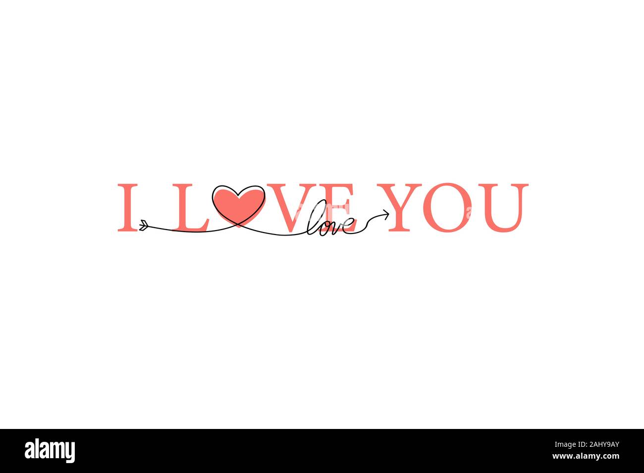 Happy Valentines Day lettering isolated on white background vector ...