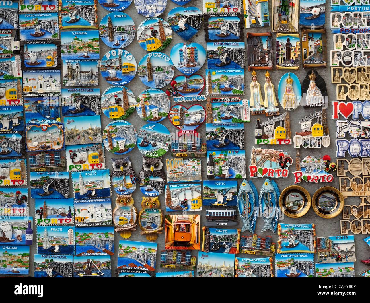 Souvenir fridge magnets with images of Porto and Portugal Stock Photo