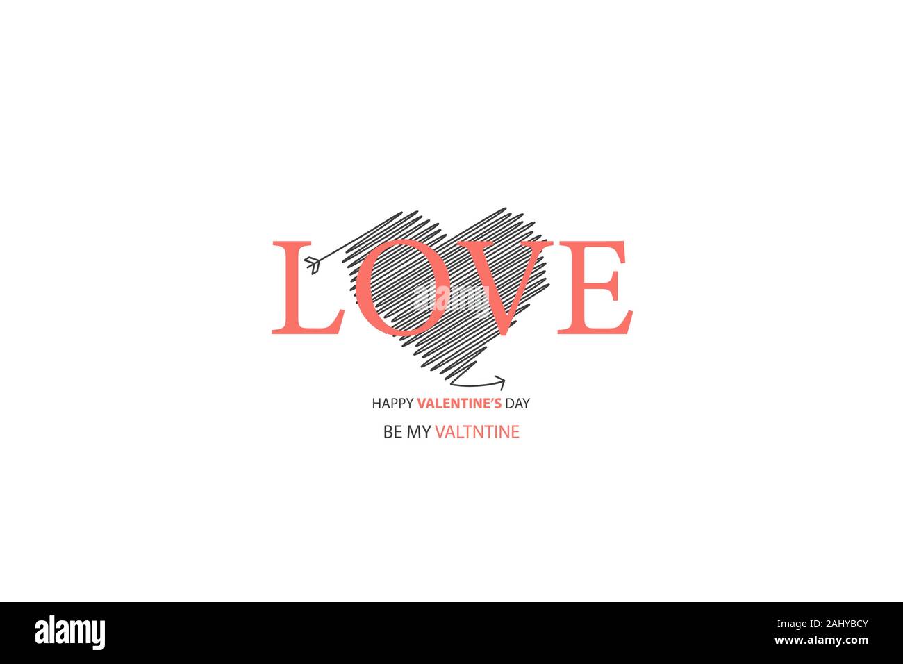 Happy Valentines Day lettering isolated on white background vector ...