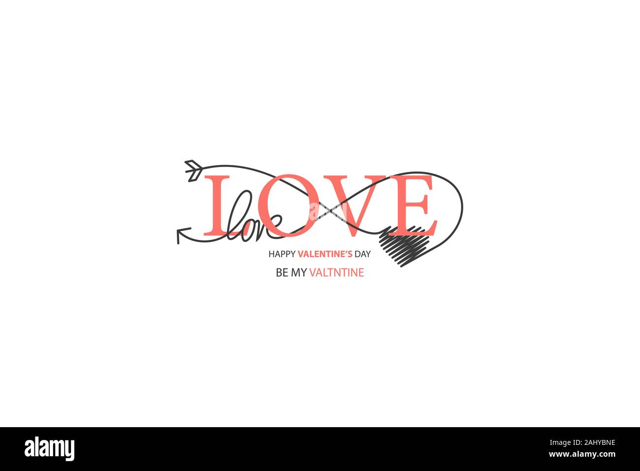 Happy Valentines Day lettering isolated on white background vector ...