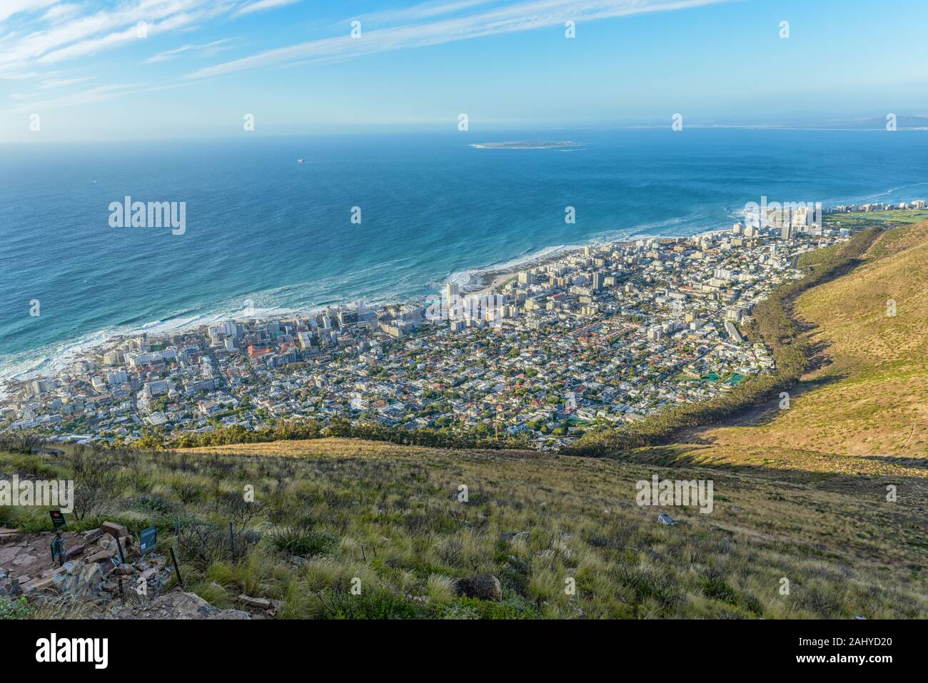 Aerial View of Signal Hill and Cape Town (Sea Point) as seen from Lion's Head, Cape Town, South Africa Stock Photo