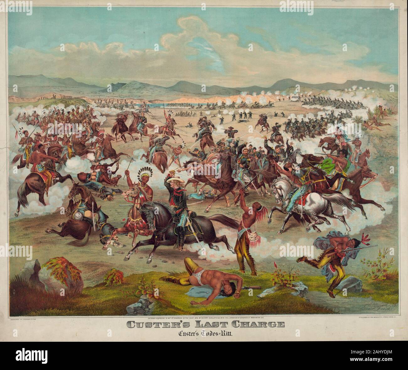 Custer's Last Charge, Battle of the Little Bighorn, 1876 Stock Photo