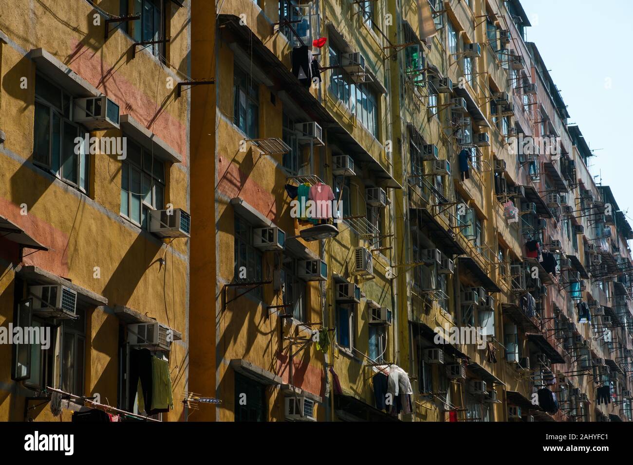 building facade in Hong Kong, residential real estate Stock Photo Alamy