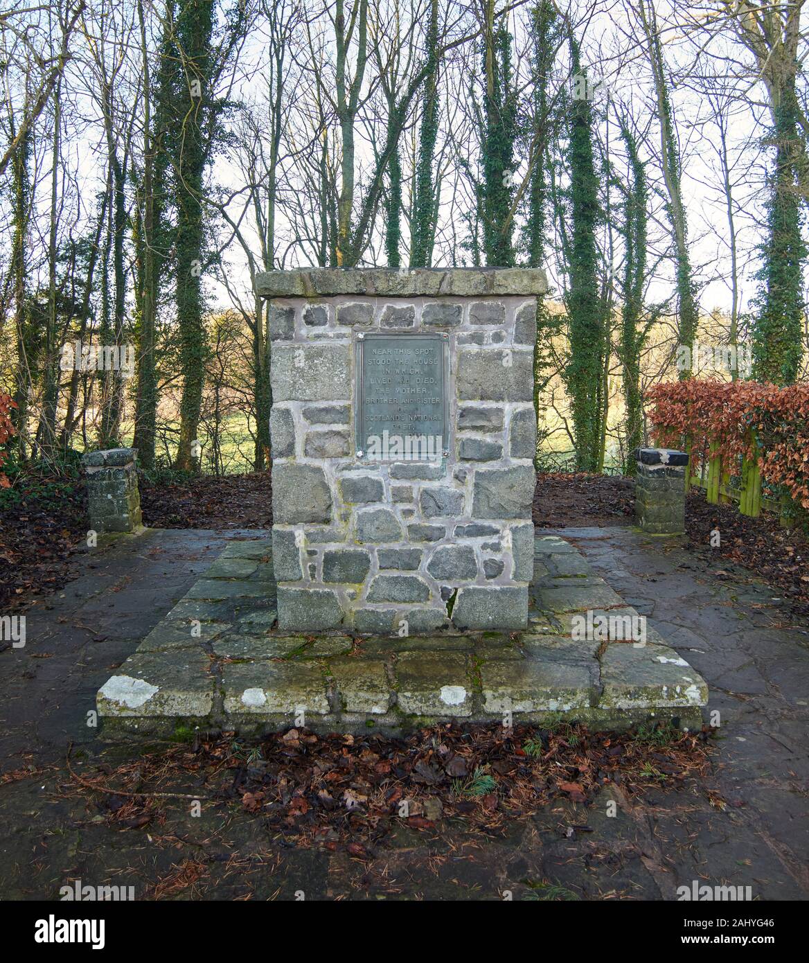 Monument to Robert Burns family showing were his family were born, in East Lothian, Scotland.UK.GB. Stock Photo