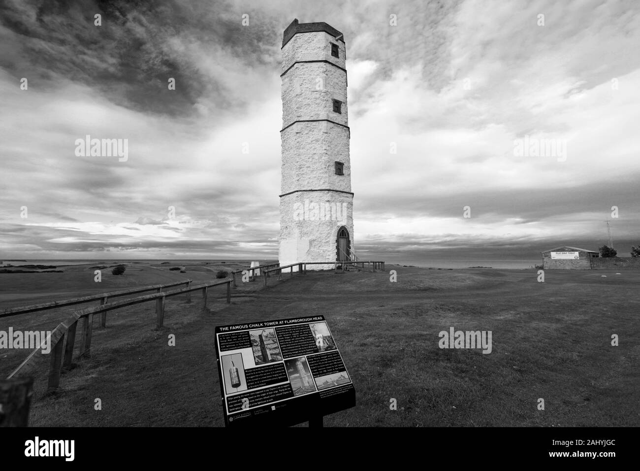 The chalk tower at Flamborough Head, built in 1674 as a lighthouse, East Riding of Yorkshire, England, UK Stock Photo
