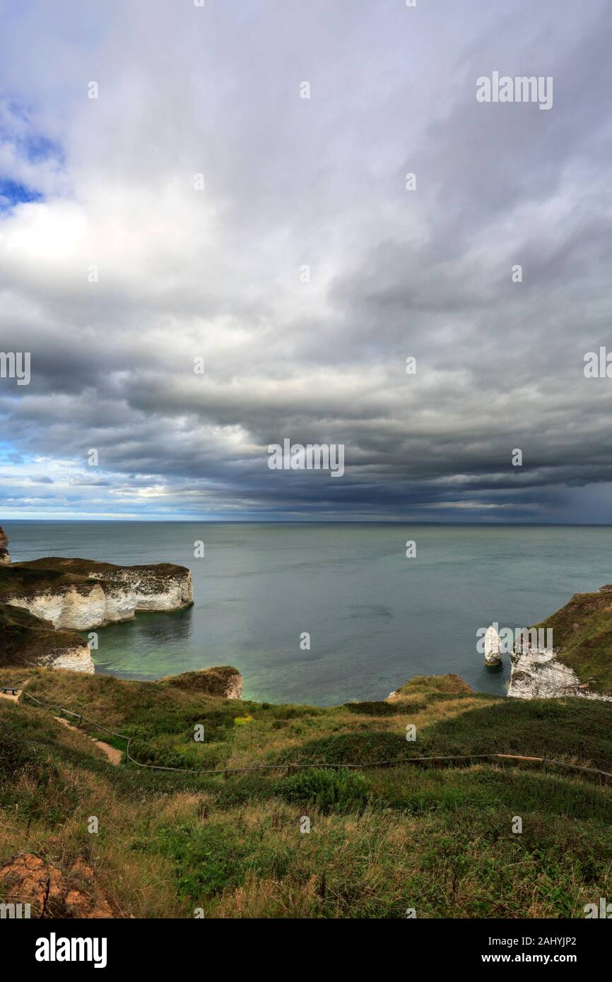Dramatic clouds over the Chalk cliffs at Flamborough Head, East Riding
