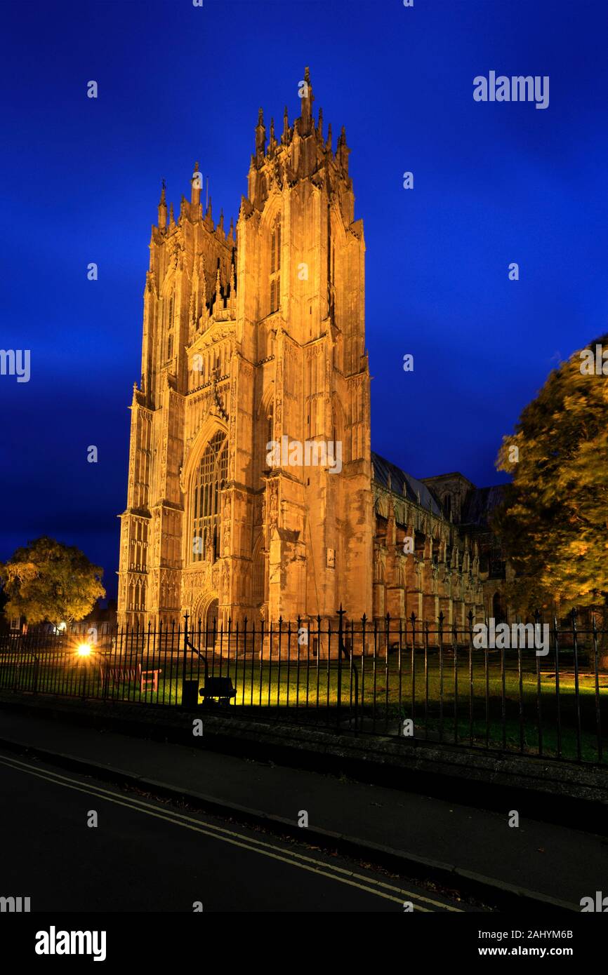 Beverley Minster at night, Beverley town, East Riding of Yorkshire, England, UK Stock Photo