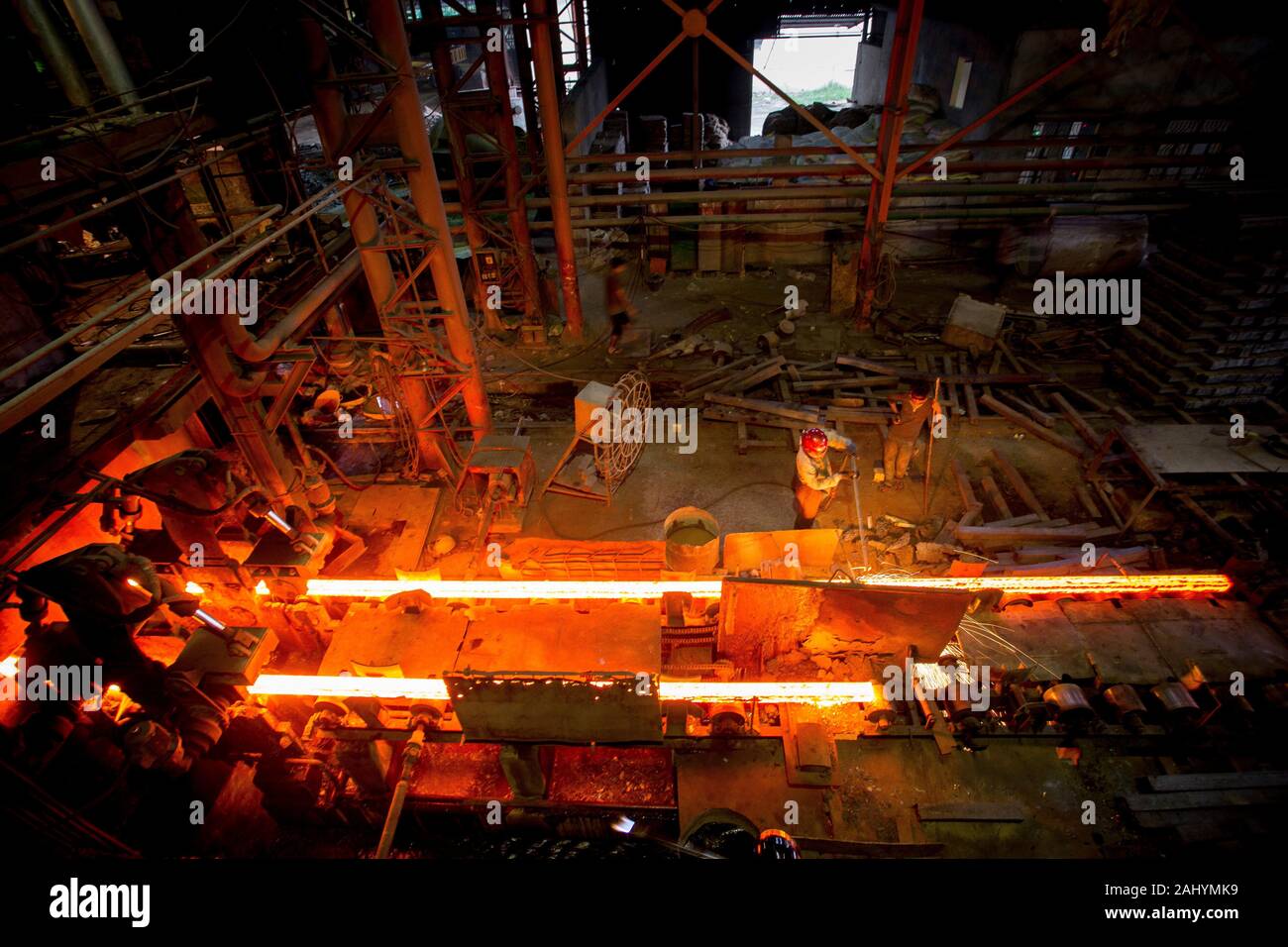 Workers are working inside a Steel Mill, Demra, Dhaka, Bangladesh Stock ...