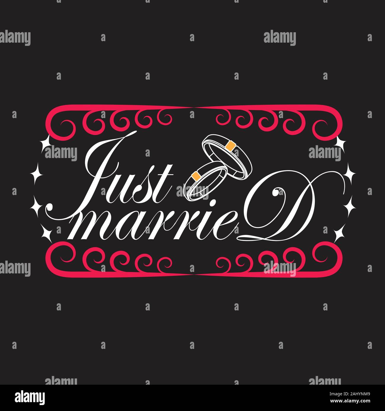 Wedding Quotes and Slogan good for TShirt. Just Married Stock Vector