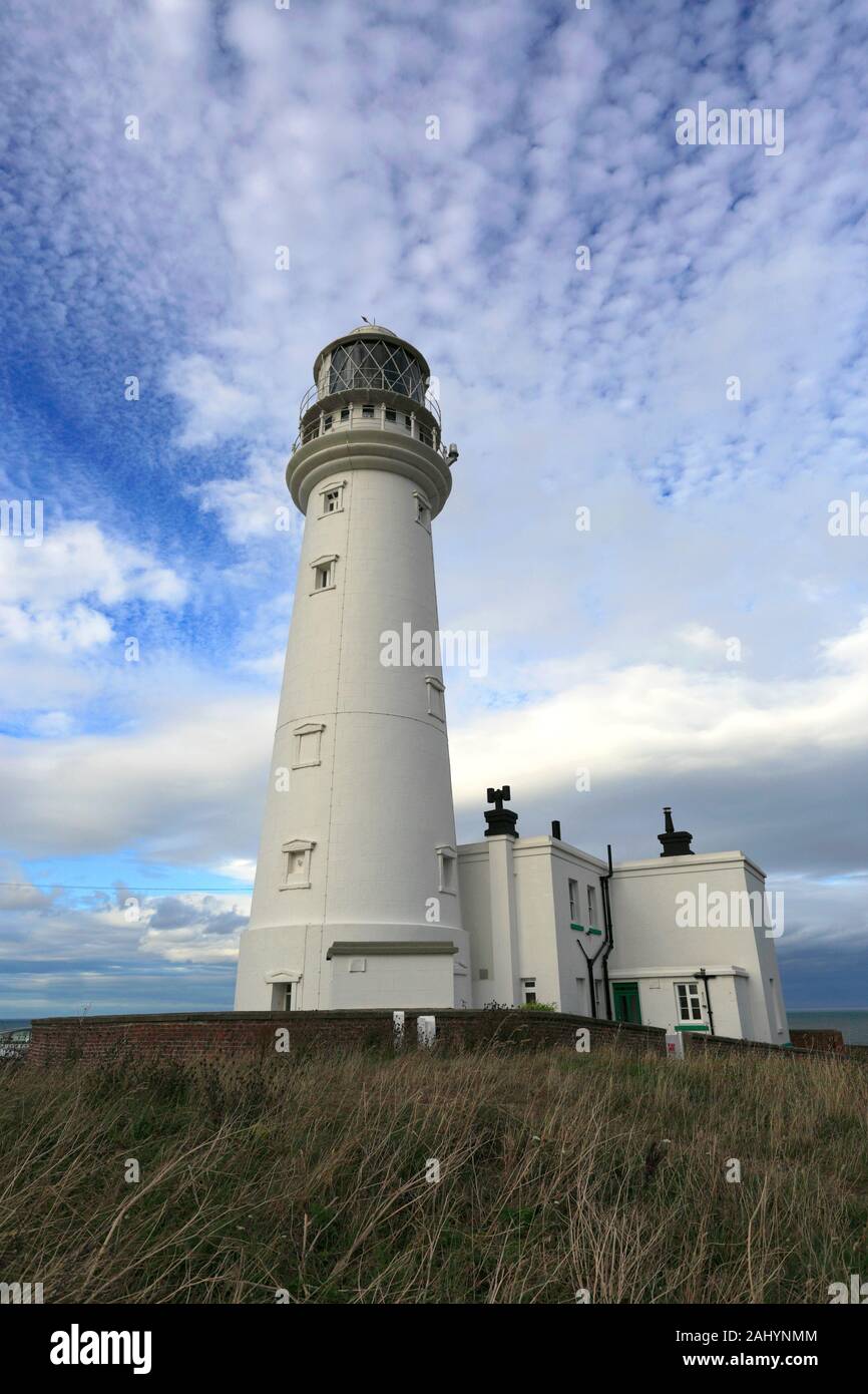 The Flamborough Head Lighthouse, East Riding of Yorkshire, England, UK Stock Photo
