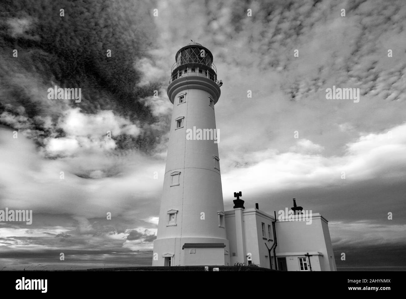 The Flamborough Head Lighthouse, East Riding of Yorkshire, England, UK Stock Photo