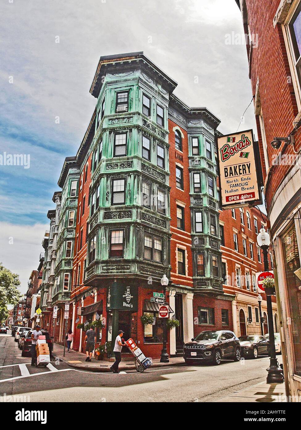 A corner building in the North End, Boston, Massachusetts Stock Photo
