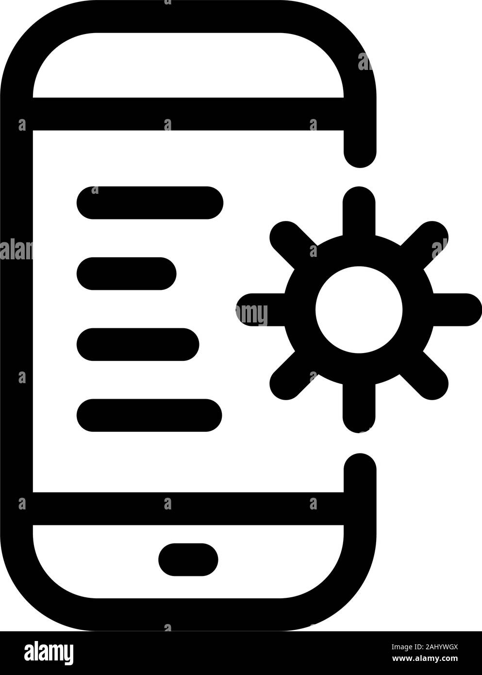 Gear phone icon, repair or smartphone settings. Vector icons on a white background. Trendy linear icon. Icon for website and print. Logo, emblem, symb Stock Vector