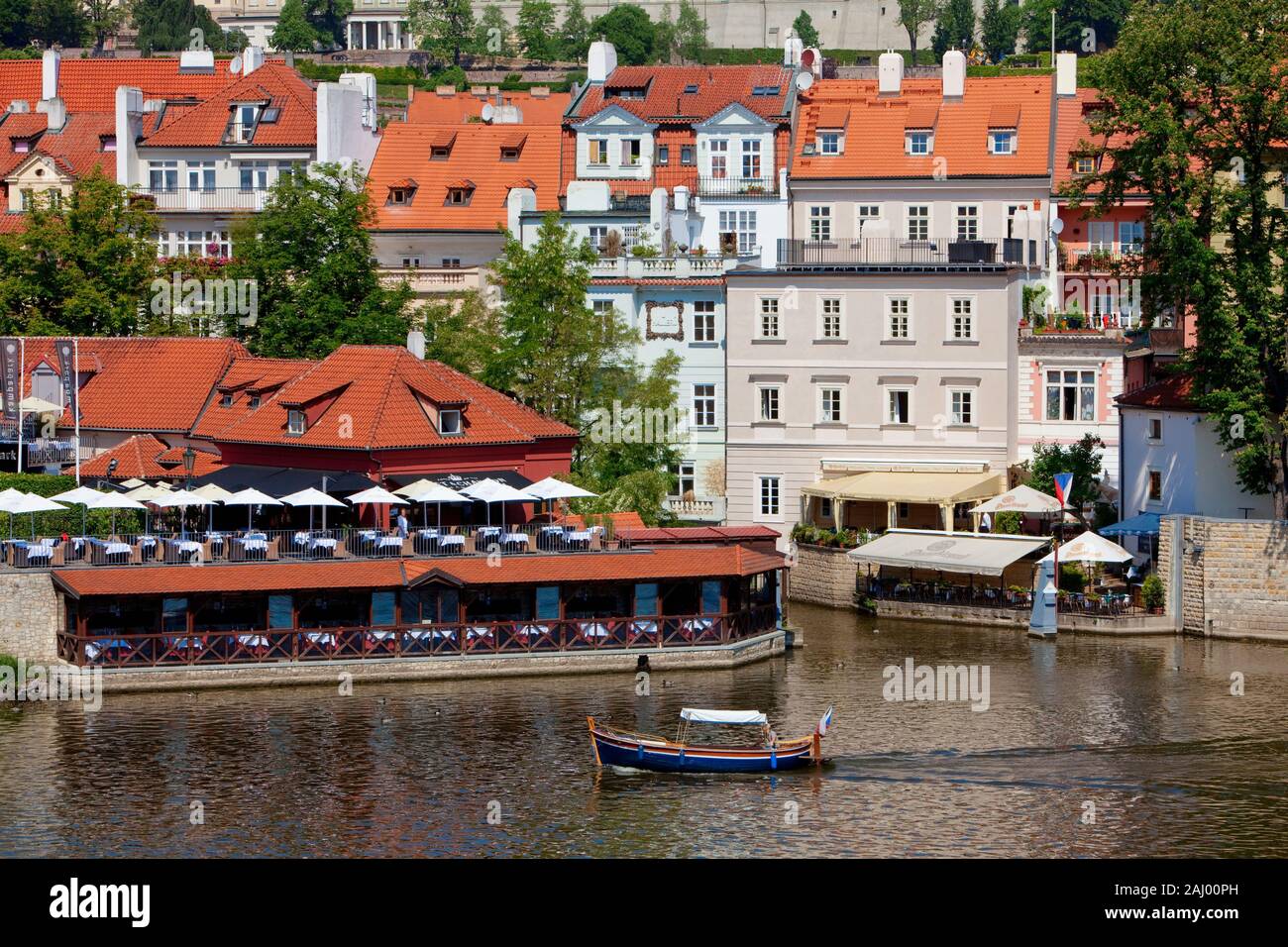 czech republic, prague - riverside restaurant at mala strana Stock Photo