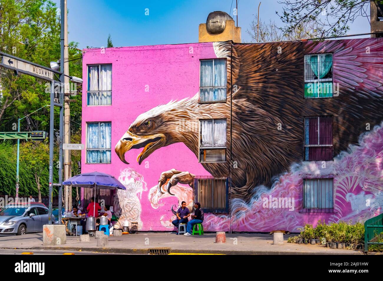Colorful street art in the street of Mexico City, Federal District