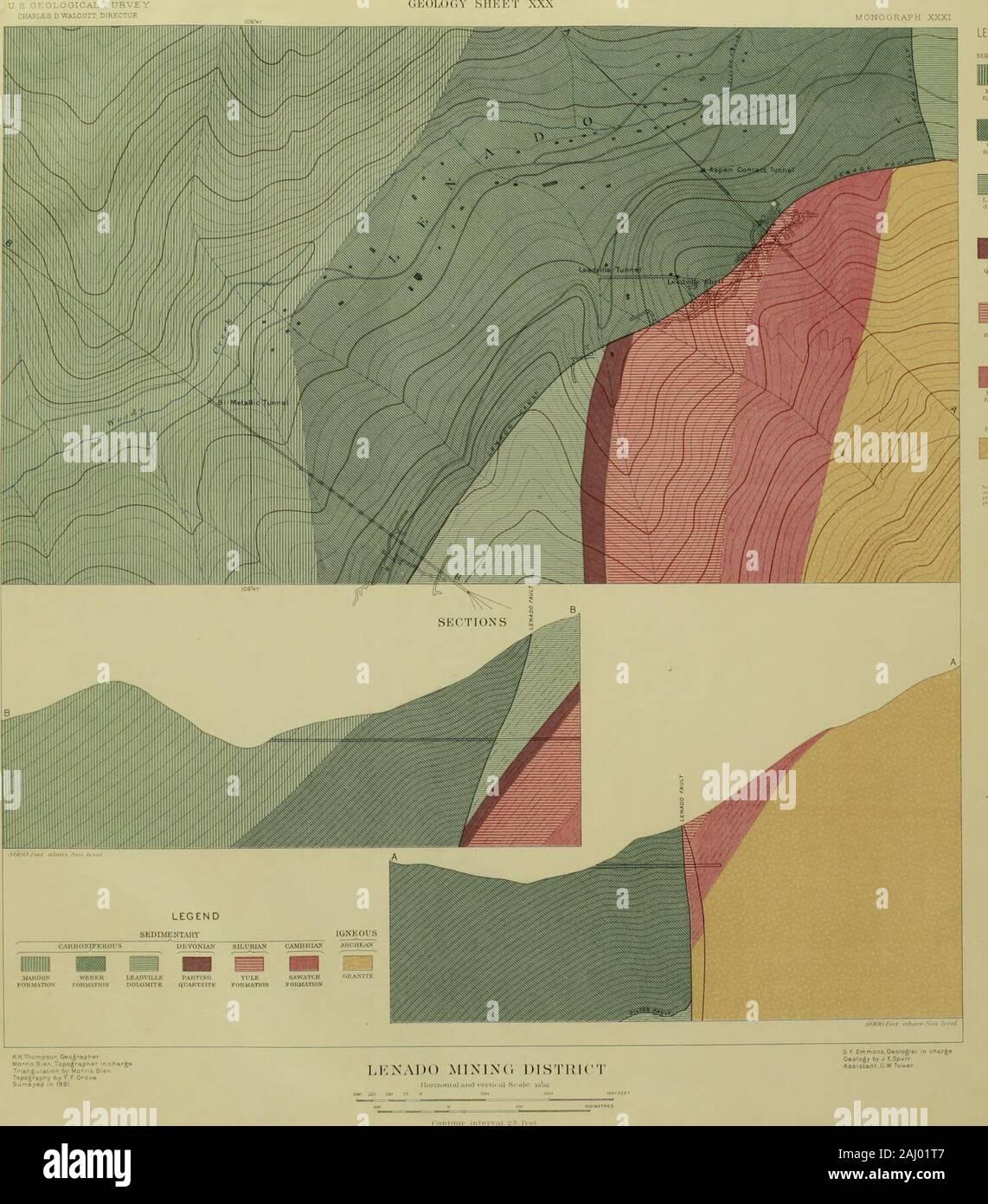 Atlas to accompany monograph XXXI on the geology of the Aspen District, Colorado . Stock Photo