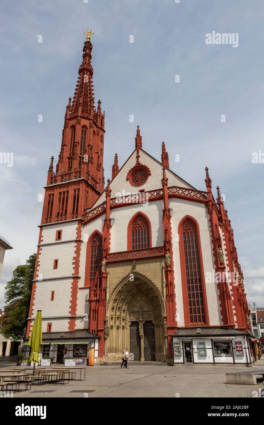 The red gothic Maria Chapel (Marienkapelle) in Marktplatz, Würzburg, Bavaria, Germany. Stock Photo