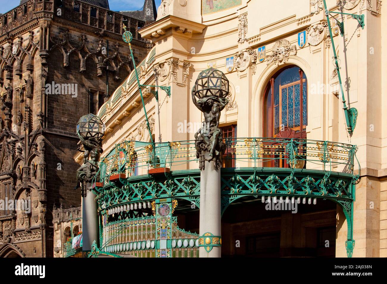 czech republic, prague - the municipal house - art nouveau decoration of exterior Stock Photo