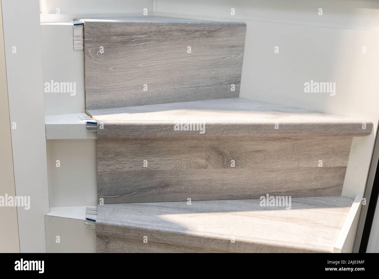 install laminate flooring on stairs sample Stock Photo